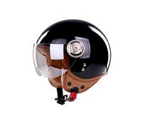 BOSERMEM Cascos De Motocicleta para Hombres y Mujeres, Cascos De Ciclomotor con Viseras.El Cabezal Anticolisión Protege La Seguridad Vial De Los Usuarios（Negro, L 58-60cm）