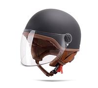 BOSERMEM Cascos De Motocicleta para Hombres y Mujeres, Cascos De Ciclomotor con Viseras, El Cabezal Anticolisión Protege La Seguridad Vial De Los Usuarios(Negro Mate)