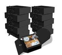 BoShahai 10 cajas con tapas, papel kraft de 10.6 x 7.8 x 3.1 pulgadas, cajas de regalo negras con cinta, caja de propuesta de dama de honor para boda, embalaje, regalo, cumpleaños, cajas de cupcakes