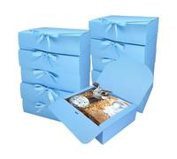 BoShahai 10 cajas de regalo con tapas, caja de regalo de papel kraft de 10.6 x 7.8 x 3.1 pulgadas, azul con cinta, caja de propuesta de dama de honor para boda, embalaje, regalo, cumpleaños,