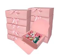 BoShahai 10 cajas de regalo con tapas, caja de regalo de papel kraft de 10.6 x 7.8 x 3.1 pulgadas, rosa con cinta, caja de propuesta de dama de honor para boda, embalaje, regalo, cumpleaños,