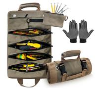 Boshiho Bolsa enrollable para herramientas, bolsa de herramientas vacía, bolsa de herramientas profesional multiusos con 6 bolsillos con cremallera, para electricistas, motos, bicicletas, artesanos,