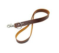 boshiho Llavero Cordón de cuero de vaca Cordones de Insignia con cierre de metal para tarjetas de identificación, llaves, USB, teléfono celular (marrón oscuro)