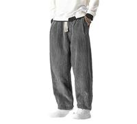 BoShiNuo Invierno Japonés Hombres Cintura Corduroy Harem Pantalones Casual Jogging Pantalones de chándal Hip-Hop Street Male, gris, 41-44.5