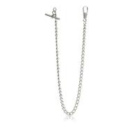 BOSHIYA Cadena de reloj de bolsillo plateada Albert Vest T Bar hebilla de langosta chapado en cromo cadenas de reloj eslabones con caja, plateado, Moderno