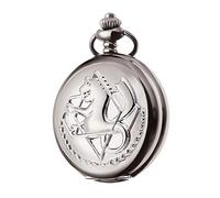 BOSHIYA Fullmetal Alchemist - Reloj de bolsillo con cadena vintage Edward Elric de cuarzo para cosplay, accesorios de anime, plata, 1.96*0.78IN, Reloj de bolsillo de cuarzo