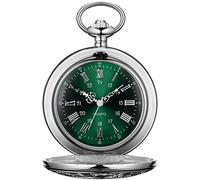 boshiya Reloj de bolsillo con cadena para hombre Vintage Steampunk reloj de bolsillo negro/plata/bronce/oro números romanos, YL0603