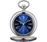 boshiya Reloj de bolsillo con cadena para hombre Vintage Steampunk reloj de bolsillo negro/plata/bronce/oro números romanos, YL0601
