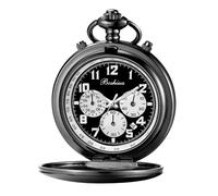 BOSHIYA Reloj de bolsillo de cuarzo suave y luminoso para hombre, cronógrafo, clásico, retro, reloj de bolsillo con cadena, Navidad, graduación, cumpleaños, regalo del día del padre