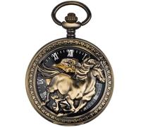 BOSHIYA Reloj de bolsillo mecánico vintage para hombre, luminoso, steampunk, con cadena, esfera de esqueleto negro, números romanos, regalo para el día del padre, Marrón