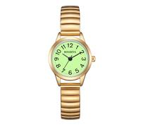 BOSHIYA Reloj de pulsera analógico de acero inoxidable para mujer con esfera digital y correa elástica, resistente al agua