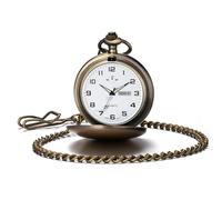BOSHIYA Relojes de bolsillo de cuarzo suave para hombre, esfera luminosa digital árabe clásica y fecha, reloj de bolsillo con cadena, regalo de Navidad, graduación, cumpleaños, Bronce liso