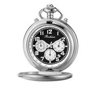 BOSHIYA Relojes de bolsillo de cuarzo suave para hombre, multifuncional, cronógrafo, clásico, vintage, reloj de bolsillo con cadena, Navidad, graduación, cumpleaños, regalo del día del padre, Luz