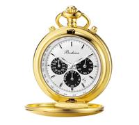 BOSHIYA Relojes de bolsillo de cuarzo suave para hombre, multifuncional, cronógrafo, clásico, vintage, reloj de bolsillo con cadena, Navidad, graduación, cumpleaños, regalo del día del padre, Dorado