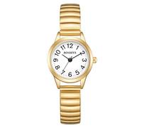 BOSHIYA - Relojes pequeños de oro para mujer, de fácil lectura, analógicos, de cuarzo para mujer, con banda de expansión de acero inoxidable, resistente al agua, Gold (6''-6.5''), Small(6''-6.5