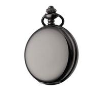 BOSHIYA Steampunk - Reloj de bolsillo vintage de cuarzo de acero inoxidable, cadena de 14 pulgadas, para regalo de Navidad del día del padre, Negro liso, L, Antiguo