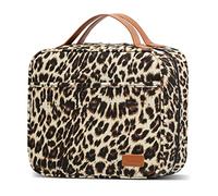 Bosidu - Neceser colgante - gran capacidad - impermeable - Organizador de maquillaje con 4 compartimentos y 1 gancho sólido - para mujer o hombre, leopardo, Moda