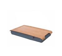 Bandeja portátil Multifuncional con cojín moldeable. para Ordenador portátil Desayuno Cena. Bandeja Antideslizante. Funda de Almohada Lavable extraíble. Almohada Gris. Madera. Pequeño (43x23x6,5 cm)
