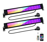 BOSITE Foco LED RGB+UV Exterior 50W, Luz Ultravioleta de Pared Con Temporizador y Memoria, Proyector Multicolor para Jardín, Fiestas, Terraza, Navidad, Halloween - 2 Piezas