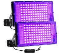 BOSITE Luz Negra Ultravioleta, USB 15W Luces ultravioleta, Foco Luz UV con 1.8 Cable, 96 LEDs luz Negra, IP65 Impermeable Luces UV para Body Paint,Fiesta Neón,Glow Fiesta,Halloween