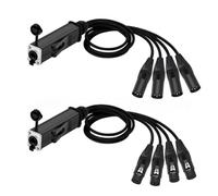 Bosiyrggrl 1 Par de Extensores de Red Múltiples STP RJ45 Cat5/6 A XLR de 3 Pines de 4 Canales para Iluminación de Escenarios, Estudios de Grabación de Audio.