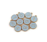 Bosiyrggrl 10 Piezas de FabricacióN de Joyas, Letra de, Aceite, Esmalte de Doble Cara, NúMero, Primer, Pulsera Hecha una Mano DIY, Colgante Azul