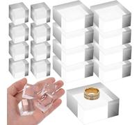 Bosiyrggrl 16 Bloques Acrílicos para Exhibición. Soporte de Bloque Acrílico Transparente Cuadrado. Exhibidor de Joyería Pulida.