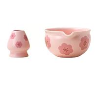 Bosiyrggrl 2 Tradicionales Japoneses para Matcha y Batidor, para Mesa, Ceremonia del Té, Regalo de Fiesta, Color Rosa de Nieve.