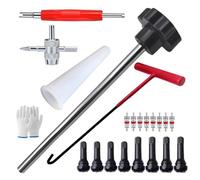 Bosiyrggrl 23 Piezas Extractor Vástago Válvula Neumático, Kit Herramientas Reparación Neumáticos Metal, Extractor Ruedas Coche Metal, Removedor Neumáticos, Instalador A