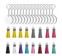 Bosiyrggrl 64 Piezas de Discos AcríLicos Transparentes Llaveros en Llaveros Circulares y Colgante con para Proyectos de Bricolaje y Manualidades