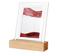 Bosiyrggrl Arte de LáMpara de Noche en Movimiento Arenas Movedizas Paisaje 3D Que Fluye Imagen Reloj de Regalo Luz de Noche de Mesa LED,Rojo