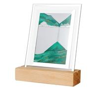 Bosiyrggrl Arte de LáMpara de Noche en Movimiento Arenas Movedizas Paisaje 3D Que Fluye Imagen Reloj de Regalo Luz de Noche de Mesa LED,Verde