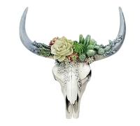 Bosiyrggrl Cabeza CráNeo Vaca Cuerno Resina, DecoracióN para Colgar en la Pared, CráNeo Vaca, DecoracióN Pared, DecoracióN GuarderíA, Adorno Resina con Colgante S