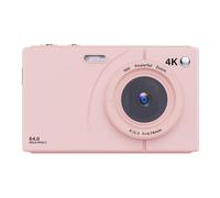Bosiyrggrl Cámara Digital CCD 4K de 64 MP con Zoom Digital de 16 Aumentos y Pantalla de 2,8 Pulgadas, WiFi, con Tarjeta de 32 GB, Color Rosa.