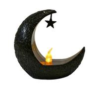 Bosiyrggrl Candelabro de Luna Estrellada Festival de Ramadán Decoración del Hogar Fiesta de Viento Linterna Vela Lámpara de Escritorio Electrónica Moda A