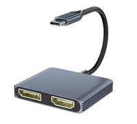 Bosiyrggrl Concentrador Tipo C A + Divisor DP 4K 60 Hz, Estación de Acoplamiento Multipantalla Tipo C para Portátil y Teléfono.