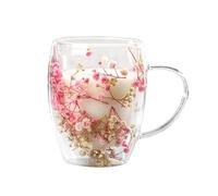 Bosiyrggrl Creatives Real Vidrio Doble Alto de Apariencia Estrella Leche Café Vaso 350ml para el Hogar A