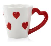 Bosiyrggrl de Cerámica para Café de 8.5 Oz. Elegante de Té con Corazón en Relieve 3D para Café con Leche, Té Caliente, Capuchino y Leche. Ideal para San Valentín. C