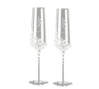 Bosiyrggrl Elegantes Copas de ChampáN de Cristal Perlado con DiseñO de Escritura Cursiva, CristaleríA Transparente Artesanal para Bodas y Despedidas de Soltera.