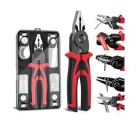 Bosiyrggrl Herramienta de Alicates Reemplazables 5 en 1, Herramienta Multifuncional, con Pelacables, Alicates para Engarzar, Tijeras, Regalo de Cumpleaños