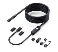 Bosiyrggrl Herramientas de Reparación W400B Herramientas de Diagnóstico de Automóviles Endoscopio de Cámara de 8 mm y 8 LED Adaptador Tipo C Micro-Tipo Cable de 5 M 2000 K Píxeles