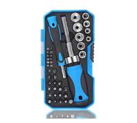 Bosiyrggrl Juego de Fundas de Puntas de Destornillador de Trinquete de 44 Piezas las Herramientas de Mantenimiento PortáTiles Son Adecuadas para Familias, Garajes y Bicicletas.