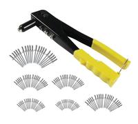 Bosiyrggrl Juego de Remachadoras de Alta Resistencia, 120 Piezas, Surtido de Remaches Ciegos, Herramientas Manuales, Herramienta para Tuercas de Remache, Color Amarillo.