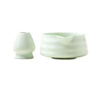 Bosiyrggrl Juego de Té Matcha Japonés: Cuenco de Cerámica de 2 Piezas con y Soporte para Batidor de Bambú, Ideal para la Ceremonia del Té, la Oficina o como Regalo.