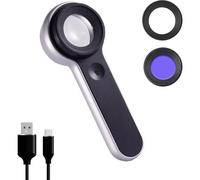 Bosiyrggrl Lupa de Mano de 60x con Luz UV y LED, Recargable por USB e Iluminada para Diamantes, Joyas y Monedas.