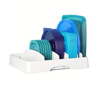Bosiyrggrl Organizador de Tapas para Recipientes de Alimentos de Cocina con Separadores Ajustables y Tapa de Cajón con A Presión.
