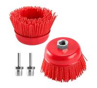 Bosiyrggrl Paquete de 2 Cepillos de de Nailon 4 Pulgadas, Juego de Cepillos Copa con Cerdas Abrasivas de 4 Pulgadas, Rosca de 5/8 A 11 Pulgadas, Mandril 1/4 Pulgada, Máx. 8500 RPM