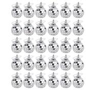 Bosiyrggrl Paquete de 30 Bolas de Discoteca, Espejo Colgante Plateado, Bolas de Discoteca, Adornos con Cuerda, DecoracióN de Festivales de MúSica para Fiestas de Bodas de Navidad