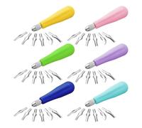 Bosiyrggrl Paquete de 6 Cortadores de Linóleo Artesanales, Herramientas de Tallado, Surtido de Herramientas de Linograbado, Cortadores de Bloques para Impresión de Bloques, Colores Surtidos