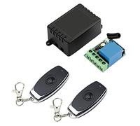 Bosiyrggrl Receptor de Interruptor InaláMbrico de 433 MHz CC 12V MóDulo Receptor de Relé úNico con 2 Piezas Control Remoto InaláMbrico Universal